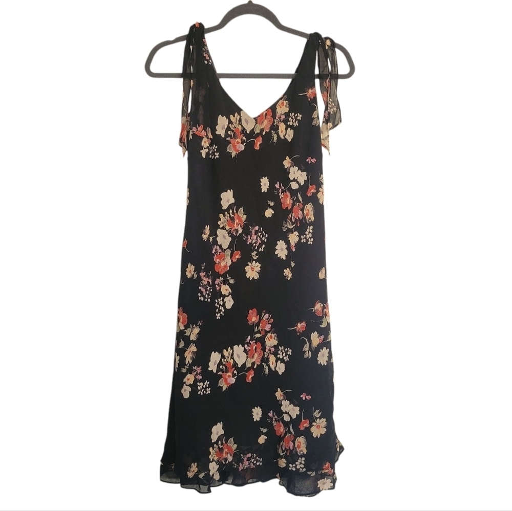 Vintage Evan Picone Floral Black Dress